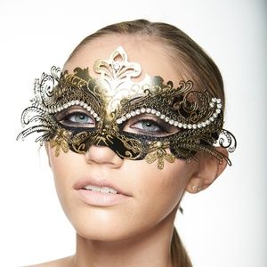Black & Gold Premium Laser Cut Masquerade Mask
